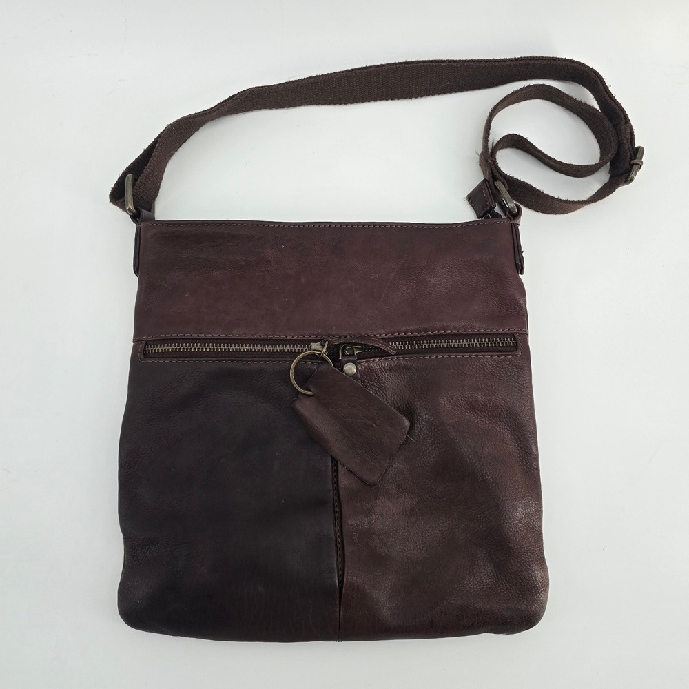 FatFace Crossbody Bag Dark Brown Leather Messenger Adjustable Strap